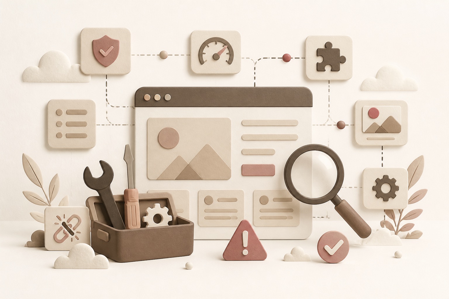 WordPress repair tools surrounding a website diagnosis