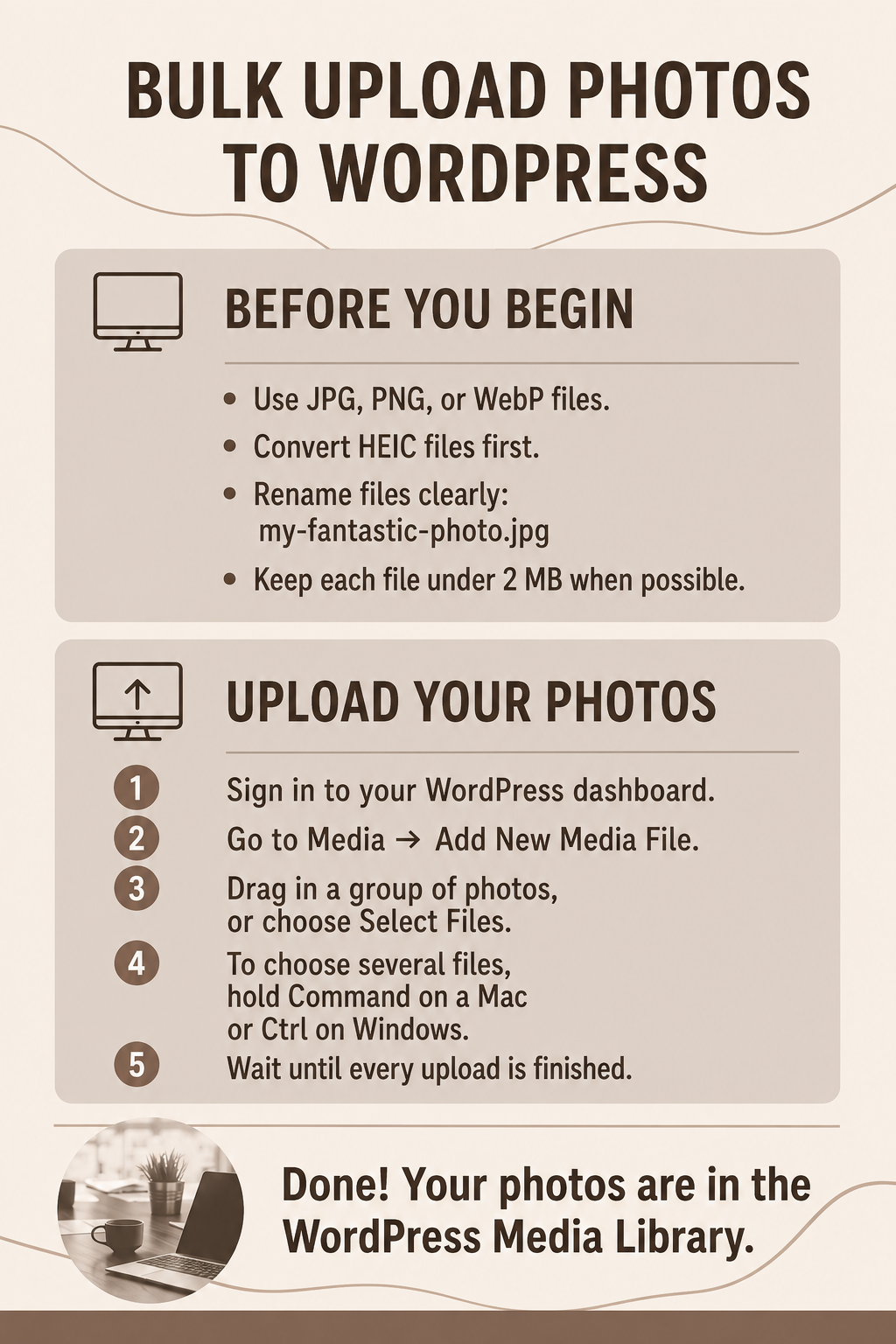 How to Prepare and Bulk Upload Photos to WordPress